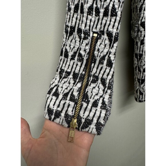 LUCKY BRAND Long Moto Jacket, Black and White, Sz L - Picture 8 of 16